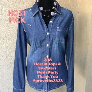 🔥  🎉 HP 🎉  London Jean Denim Button Down Blouse